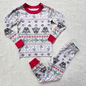 Hanna Andersson x Star Wars Gray Fair Isle Holiday PJ Set EUC 4